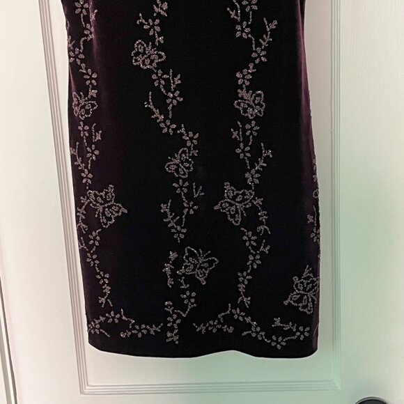 Vintage all that Jazz mini dress dark purple butterfly floral size small fairy - Picture 7 of 10